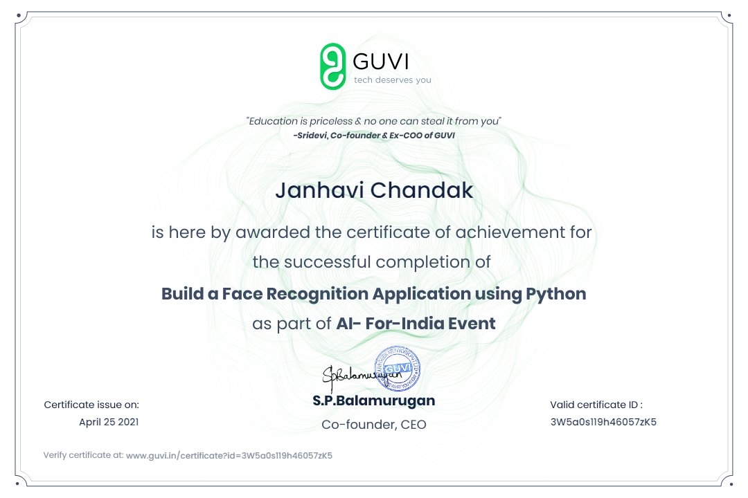 20Chandak's tweet photo. Hello viewers Today I participated in AI-for-India, where I got to learn the basic of python programming language. It was great experience to learn how to develop the face recognition system and Rock paper scissors with use of Python. #pythonprogramming #GUVI #aiforindia #AI 🙂 https://t.co/HeMsYO3ft3