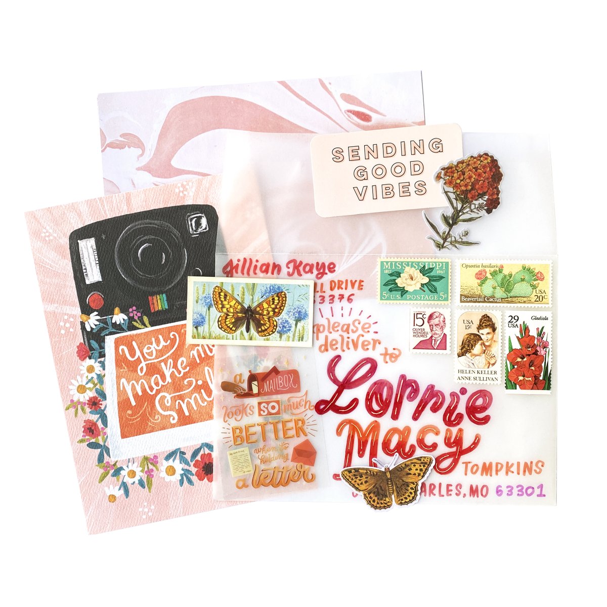 pbandjillian's tweet photo. #write_on day 25 | feeling SO MUCH better today now that I have immunity coursing through my veins like a superhero. Being at death’s door yesterday put me in the mood for cheery mail today. 😂 Happy days are here again 🎶
#snailmail #vellum #peachykeen #sendsomemail https://t.co/5LaUpZkVvy