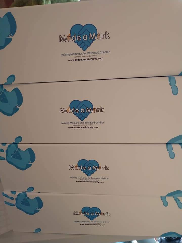 MadeMarkCharity's tweet photo. Memory boxes packed today for delivery to hospitals in Tyneside and Essex 💙🐊🐊

#busybusy
#madeamark
#pairsofbears https://t.co/ng3If505kR
