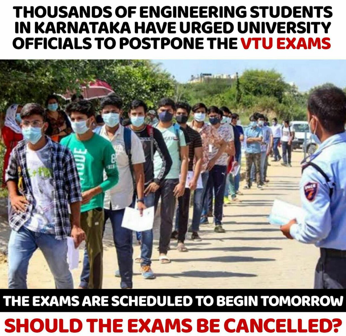 iyctripura's tweet photo. Respected, .@PMOIndia, .@AmitShah, .@BSYBJP, .@mla_sudhakar, .@cskarnataka,
Please postpone all examinations in Karnataka. Don’t put the students lives in greater risk since they have not yet been vaccinated too.
#postponevtuexams
#savekarnatakastudents
#SaveVTUtudents https://t.co/uxSXuL1Sgd