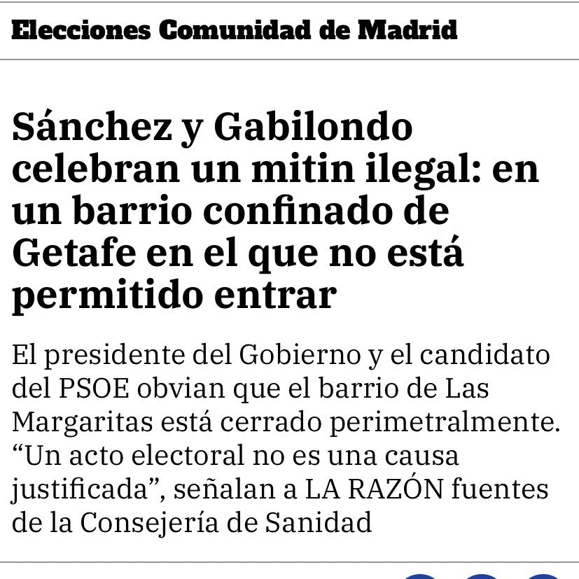 Tonicanto1's tweet photo. Pedro Sánchez y Gabilondo celebran un mitin ilegal en un barrio confinado de Getafe: no está permitido entrar. 

Un acto electoral no es una causa justificada para no respetar una zona confinada

Las restricciones para ti, para tu negocio y para los tuyos

Ellos no respetan nada https://t.co/UYJo64ZS7U