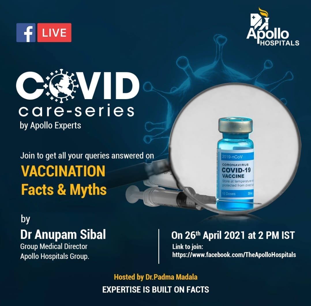 drsangitareddy's tweet image. We are starting a #CovidCare series on #Covid2ndWave Pls #share &amp;amp; join our FB Live tmrw 2pm with Dr @AnupamSibal Group Med Dir for insights on #covidfacts vs #covidmyth Remember #vaccinesaveslives
👉bit.ly/ApolloCSLive

@MoHFW_INDIA
@drharshvardhan @TwitterRetweets
#RETWEEET