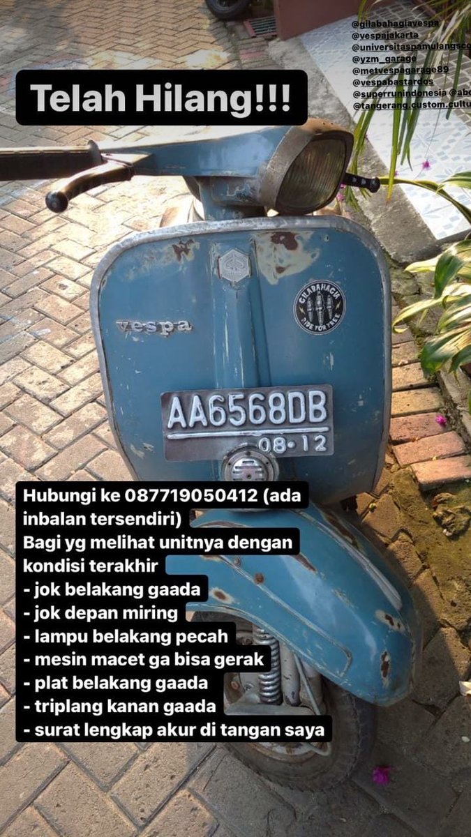 ScooterUnpam's tweet photo. Bantu kawalan nya lur....
Rumah di kediaman teman kita polong di Jatiuwung Tangerang

@SukaPespa @TweetVespa https://t.co/48w5aK5KeO