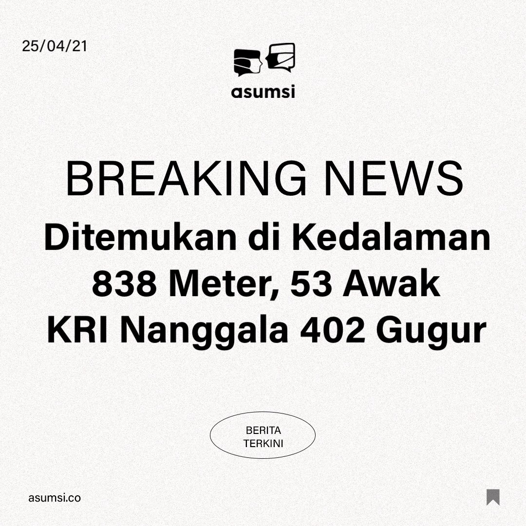 Ditemukan di kedalaman 838 meter, Panglima TNI sebut seluruh awak KRI Nanggala-402 gugur 🥀

#PrayForKRINaggala402