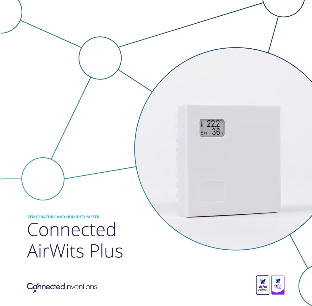 Connected AirWits Plus is a connected temperature and humidity metering device with an e-ink display and ultra-long battery life. This device measures periodically sends and displays the temperature and humidity data using the worldwide <a href="/sigfox/">Sigfox</a> IoT-network.

#5g #IoT #automation