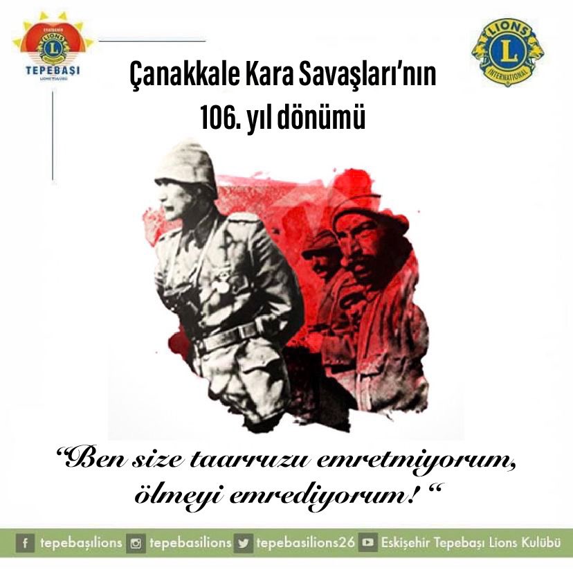 Çanakkale Kara Savaşları’nın 106. yıl dönümünde başta Anafartalar kahramanı Mustafa Kemal Atatürk olmak üzere, tüm şehitlerimizi saygı ve minnetle anıyoruz.