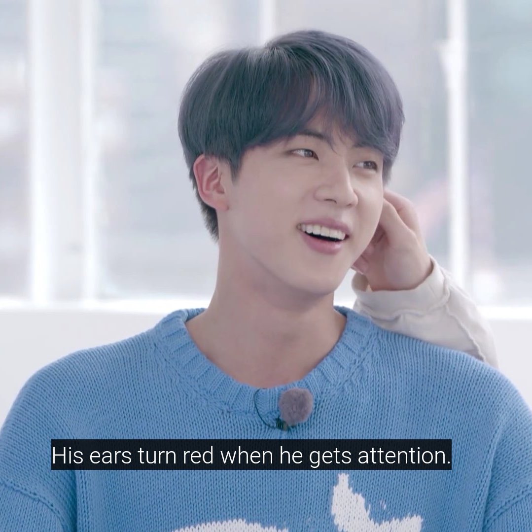 Seokjin& #39;s ears getting red when he& #39;s the center of attention, a never ending saga