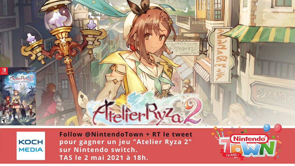 NintendoTown's tweet photo. [CONCOURS] Encore des surprises pour les #19ansNT ! Tentez de remporter le Jeu « Atelier Ryza 2 » en version physique !🎉

▶️Pour jouer : Follow @NintendoTown + RT. TAS le 2 mai à 18h !

🍀Bonne chance et merci @KochMediaFR pour le lot ! 

#concours  #AtelierRyza2 #NintendoSwitch https://t.co/Ud4vdDqW7Q