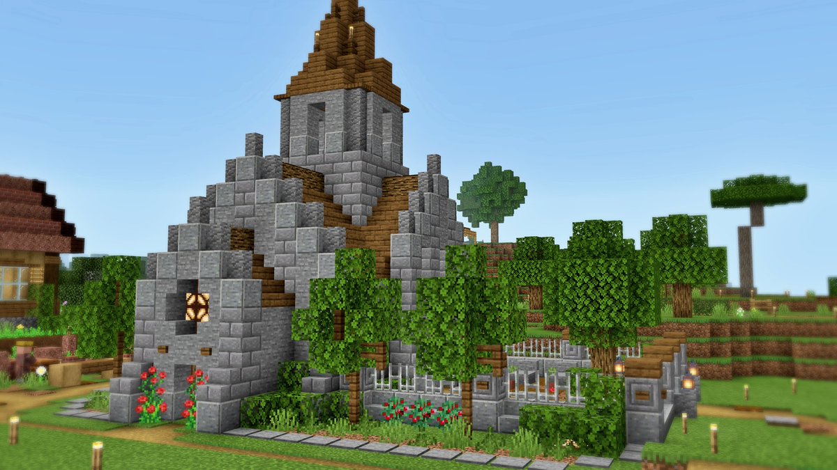 Uzivatel 楓 Na Twitteru 石系ブロックの壁の混ぜ込み具合好きです レッドストーンランプを教会のステンドグラスに見立てているアイディアも素敵 お墓の枠は増やさないように慎重にいきたいですね