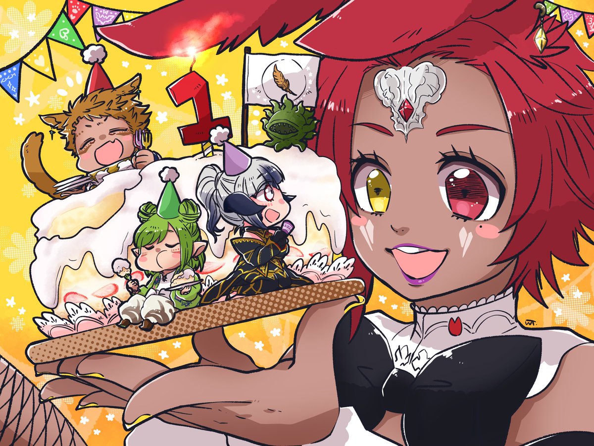watanuki41A's tweet image. FF14を始めて1周年おめでとうございます‼部長、お米メンバーの皆さんにはいつも楽しい時間&元気をいっぱいもらってます!!これからもお身体に無理されませんよう、楽しいエオライフを💗メインやIDなどこれからの配信を楽しみにしております💕💕 #FF14 #ゆいP