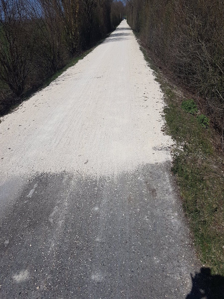 Wenn die Leute mal wieder vergessen, dass es noch andere Fortbewegungsarten als Fahrrad und Laufen gibt. Hier war alles geteert, nur hätte man Löcher ausbessern müssen. Stattdessen splitten man einfach den Weg und nimmt Inlinern, und Rollschuhen eine weitere Strecke weg.