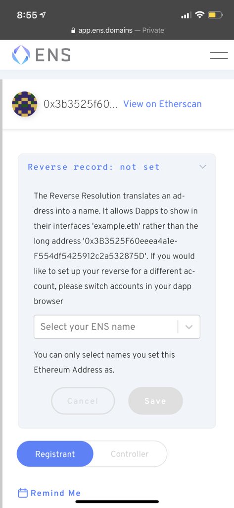 Lastly, go to your account on the ENS website and set your reverse record to the new name your purchased. You can now use your .ETH address to send/receive Ethereum and other crypto assets. In the future, it’ll be used for A LOT more things too!