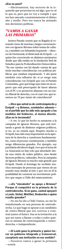 javiparada's tweet photo. "Un nuevo ciclo requiere nuevos pactos". Les comparto entrevista que me hizo @paulacoddou, donde explico algunas de las razones de mi incorporación al equipo de @ignaciobriones_ #unfuturojuntos https://t.co/Ql0KYBCG8j