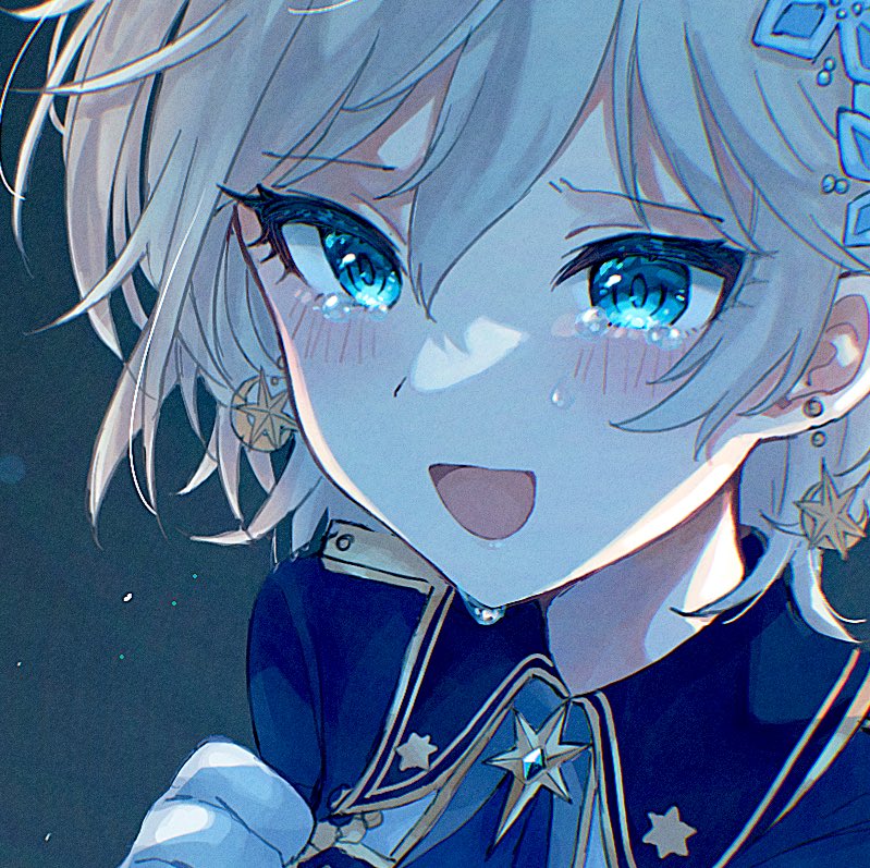 anastasia (idolmaster) 1girl solo earrings jewelry tears blue eyes short hair  illustration images