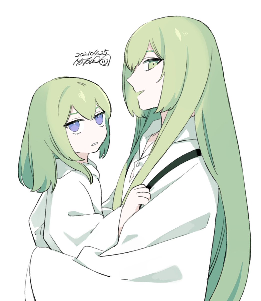 enkidu (fate) white robe long hair green hair robe looking at viewer white background androgynous  illustration images