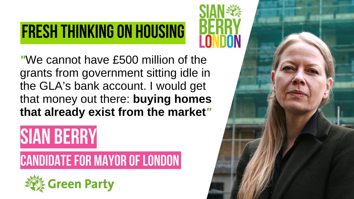 LonGreenParty's tweet photo. Sian has fresh thinking on housing.

🏠 Rent controls to bring down rent
❌ An end to no-fault evictions
👪 Getting homes off the private market to provide at social rent

Vote Sian Berry for a new start on housing. #BBCLondon https://t.co/xQ71h30usZ
