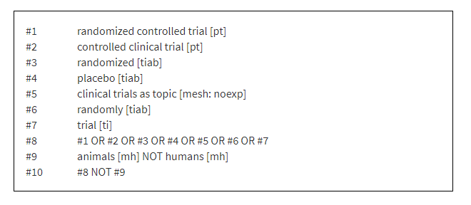  @HannaMOllila et al. use mostly just MeSH terms. They do not employ an  #RCT filter, such as the  @cochranecollab sensitivity- and precision-maximizing version available here:  https://training.cochrane.org/handbook/current/chapter-04-technical-supplement-searching-and-selecting-studies#section-3-6-1 5/36