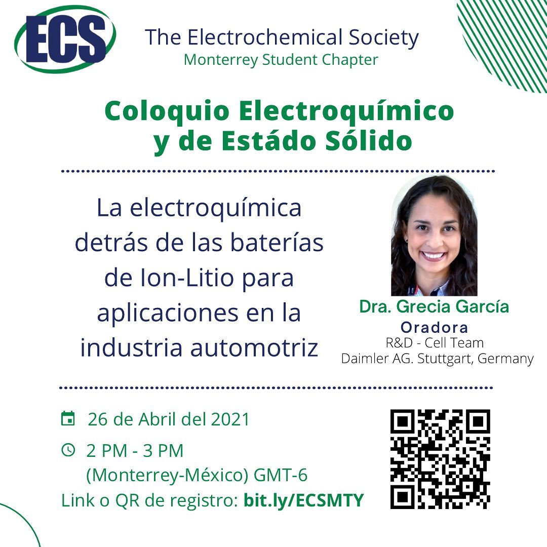 We are delighted to invite you to our upcoming Colloquium. Dr Grecia Carolina García from Daimler AG will be our invited speaker. 
⏰ 26th April, at 2 PM (GMT-6 🇲🇽).
The talk will be via ZOOM, and to access please fill out the following link: forms.gle/urc59X4usQUtKh….
 
@Daimler