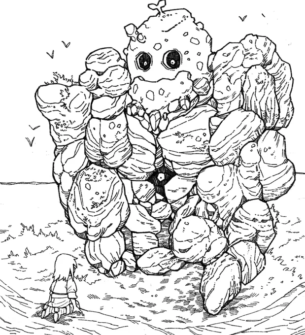 リクエスト貰って描いたオリジナルのゴーレムくんです 