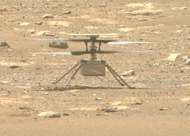Slickriptide's tweet image. After flight #3, it looks like Ingenuity has landed with one foot on a rock!

Since it has spring leg joints, I'm thinking this won't be a big deal going forward but it's interesting to see that even something small as Ingenuity has its terrain issues. @NASAJPL #MarsHelicopter