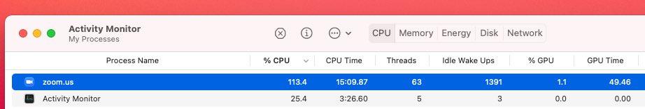 codingmanu's tweet image. Is this normal for @Zoom in macOS Big Sur? Itโs been completely hugging my CPU the past few weeks, anything I have open other than zoom will just be almost frozen. Top of the line 2016 MacBook Pro 15โ. What are those โidle wake upsโ?