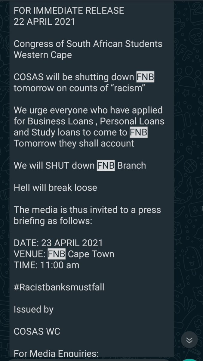 Addendum: Somebody has passed this screenshot of a Whatsapp message to me. I'm not in the media so I didn't get it and can't vouch for it. Any journos get it?