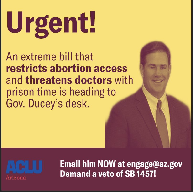 Let’s keep our doctors where they belong! In health care facilities taking care of their patients, not in prison! That’s right, this extreme legislation #sb1457 would send physicians to prison and restrict a woman’s right to health care! @dougducey needs to VETO SB1457.