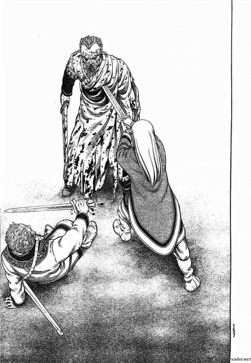 However, this is the prologue’s Canute. As in the last chapter, Yukimura reveals that Canute has turned the very thing he despised, a king who sheds blood even without wanting to. That one stain of blood soon became a mass of countless bodies, highlighting the tragic spiral of