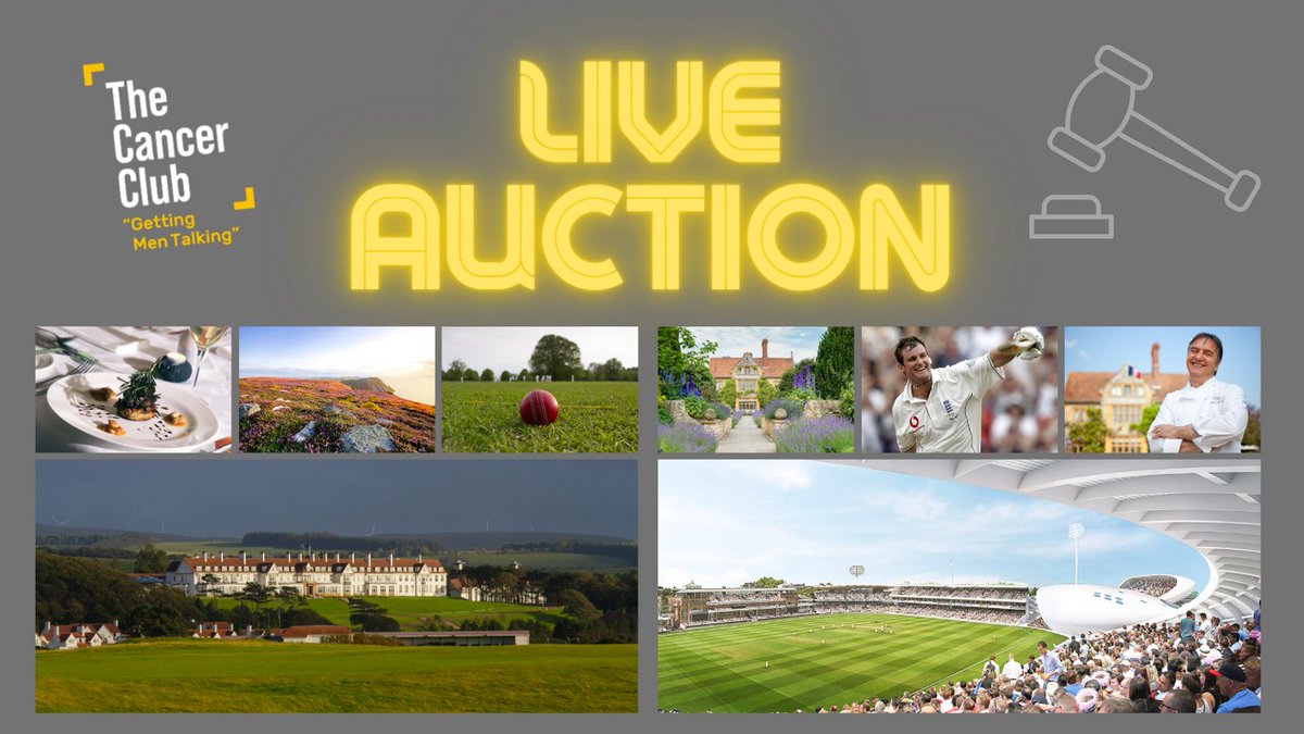 TheCancerClub2's tweet photo. Have you seen our amazing online auction? Raising funds to support #menwithcancer - LIVE now on our website! #englandcricket #turnberrygolf #finedining #charity #auction https://t.co/ZHPYVZ5zum