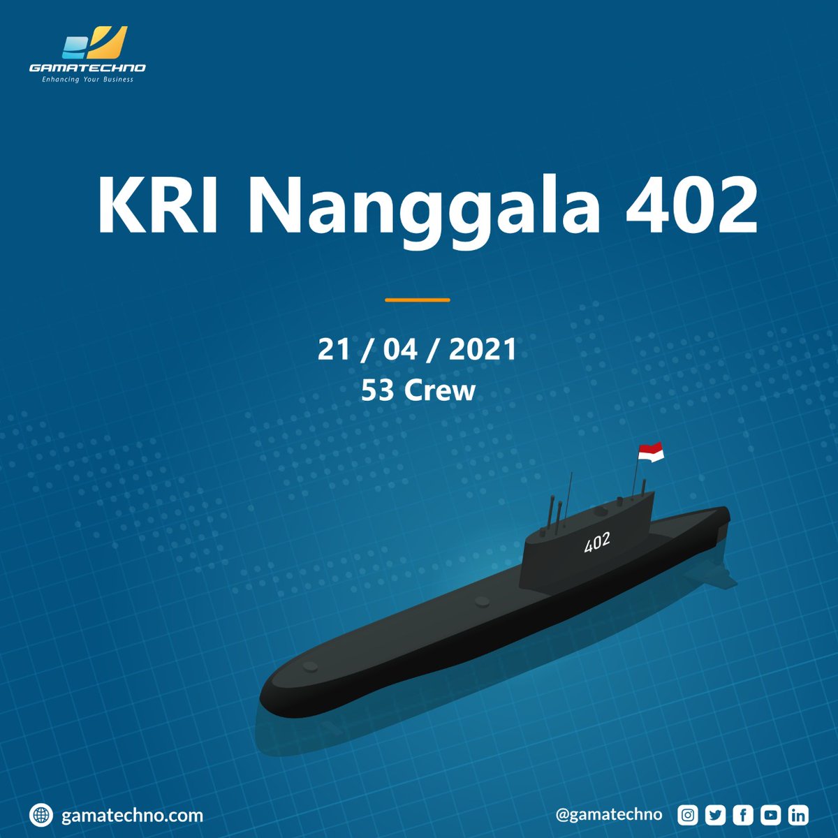 gamatechno's tweet photo. Turut berduka cita atas tenggelamnya KRI Nanggala 402. Semoga seluruh crew mendapat tempat terbaik disisi-Nya.

Selamat jalan para pahlawan.
Selamat mengarungi samudera keabadian.

#krinanggala402 https://t.co/89BF7lUsB9
