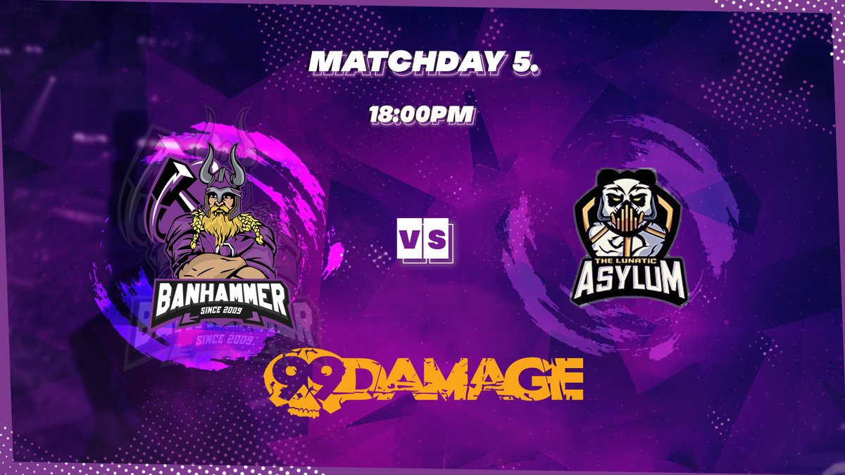 Heute ist der 5. Spieltag der @99DMG. Diesen wollen wir natürlich wieder mit einem Sieg beenden! 
Auf gehts #Banhammer 

<a href="/BanhammerDE/">Team Banhammer</a>

 🆚

<a href="/TheLunaticAsyl1/">The Lunatic Asylum</a>

⏰18:00 Uhr
🗺️2xBO1

[#win #csgo #esea #talentschmiede #MatchDay]