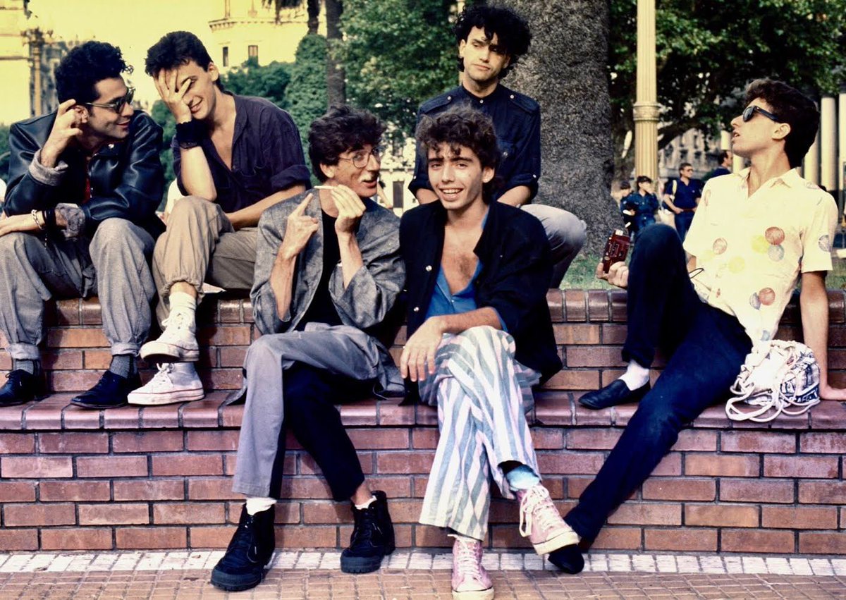 melingo_'s tweet photo. LAS LIGAS de CHARLY (1985) Plaza de Mayo 📷 Mariano Galperin. De izquierda a derecha : Melingo, Samalea, García, Basso, Coleman, Calamaro. https://t.co/oGIpaSowCy