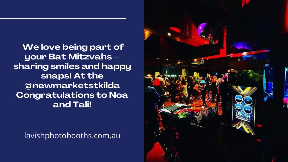 WillVines187's tweet photo. We love being part of your Bat Mitzvahs – sharing smiles and happy snaps! At the @newmarketstkilda Congratulations to Noa and Tali!!
#LavishPhotoBooths #photobooth #photoboothservice #photography #photoboothhiremelbourne #wedding #photooftheday #party https://t.co/dP29qrZB7S