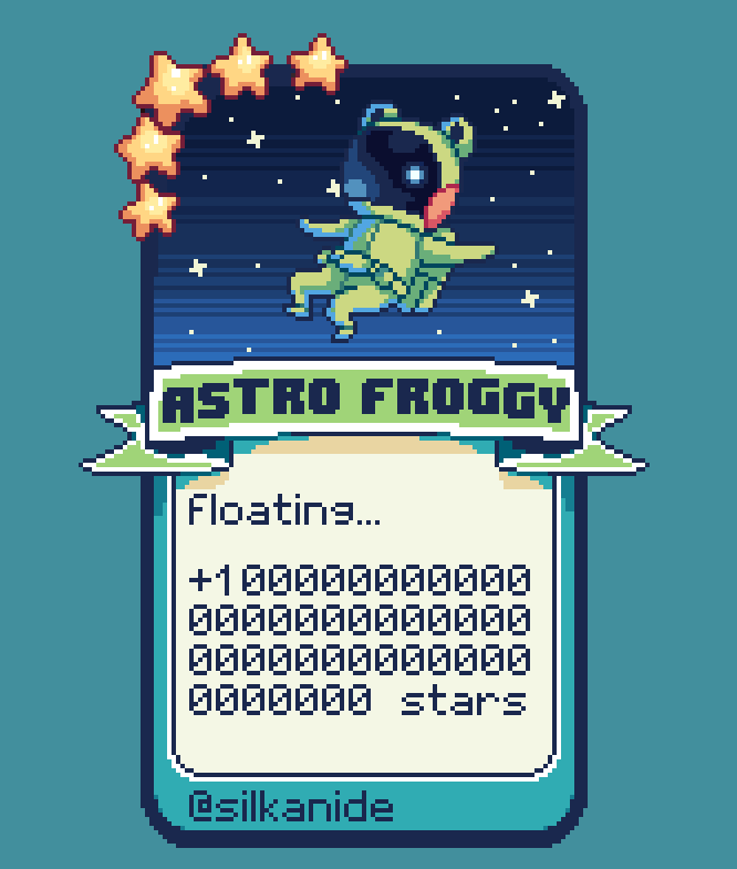 silkanide's tweet photo. astrofroggy #pixelart #pixelartist #frogpon #ドット絵 https://t.co/86AUntAQ3u