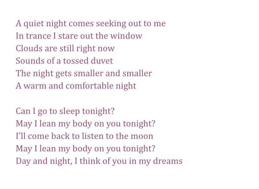 Taehyung emphasises the beauty of the night and makes it feel like such a comfortable space, his lyricism is so poetic. It radiates the feeling to love someone, to be loved by someone. The comfort in his voice and lyricism is everything, he has a thing for the night,stars& moon