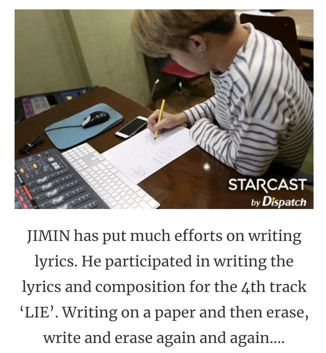 Lie is a masterpiece ,it can mesmerize you with the emotion of the music and the intensity of the lyrics. Jimin really did his best to write them and it turned out so magnificent
