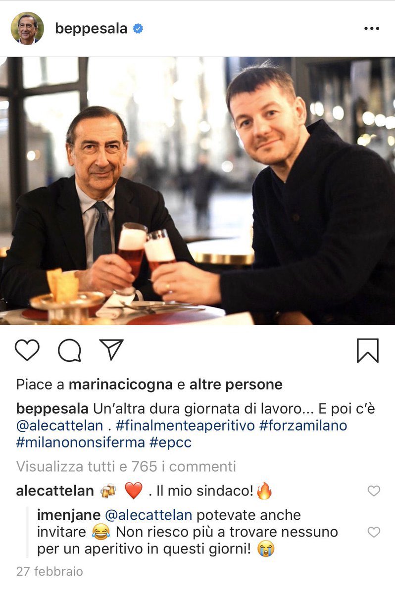 Scusi sindaco @BeppeSala, lei è lo stesso dell’aperitivo con @alecattelan per lanciare l’hashtag #MilanoNonSiFerma? 
#coprifuoco