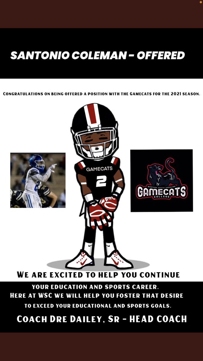 Blessed to receive another offer from Western South Carolina ‼️@wscgamecats @Greg_Bullard1 <a href="/Dwill921/">Devron Williams</a> <a href="/4wayJD/">B I G 14🦍</a> <a href="/CoachOnkka/">Ryan Onkka</a> @Ammiel2023Qb