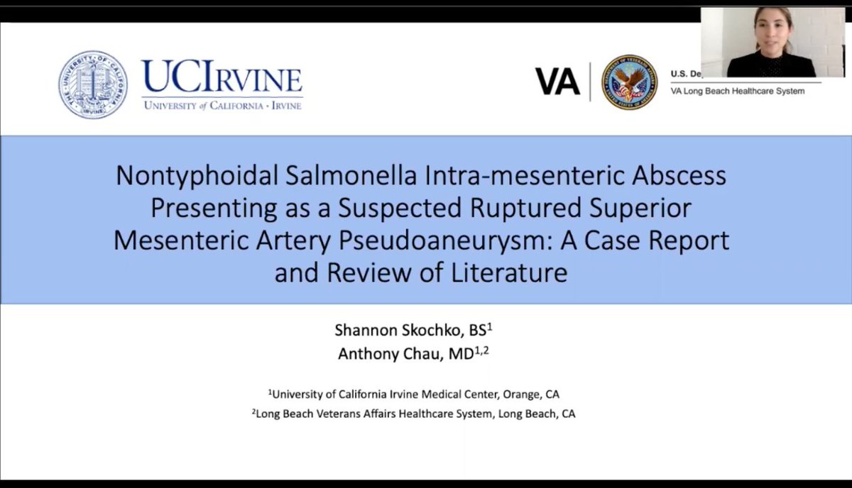 chauvascular's tweet photo. Congratulations to Dr. Skochko for her Quick Shot presentation at the 2021 AVAS Annual Meeting @VAsurgeons She is also our incoming surgery intern! @UCIrvineSurgery @UCIrvineSOM @UCIVascularSurg @ShannonSkochko https://t.co/6qHyhq0B1K