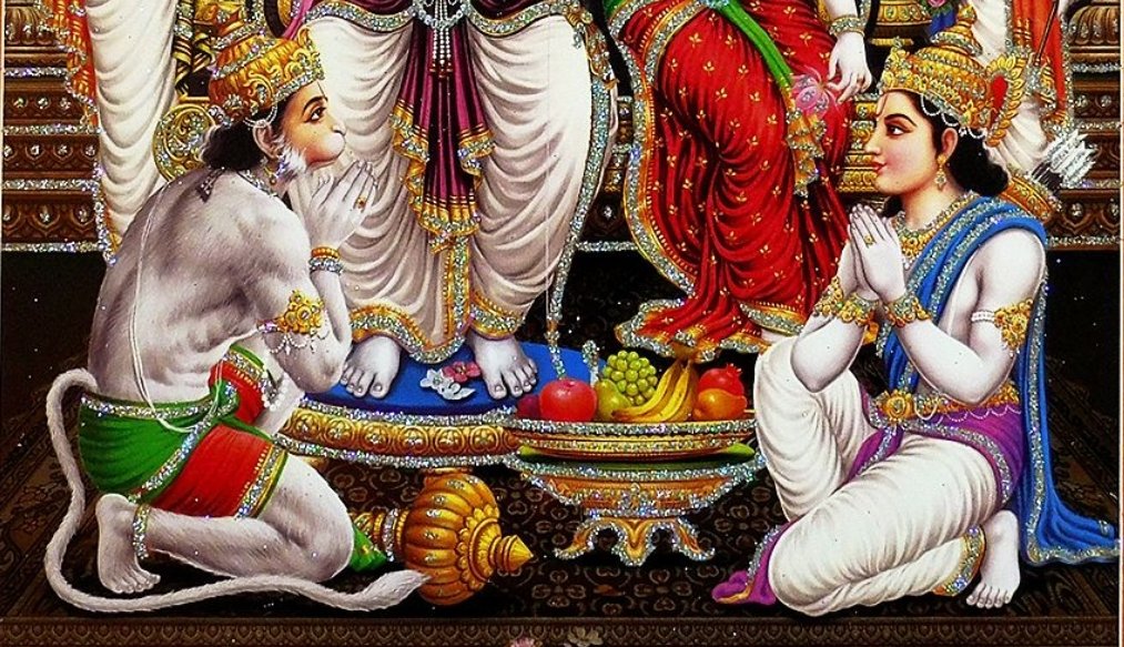 एक दिन भरत ने हनुमान जी से कहा,"हे पवनपुत्र! सीता भाभी को राम भैया के साथ एकांत में रहने का भी अधिकार प्राप्त है ।क्या आपको उनके माथे पर सिन्दूर नहीं दिखता?इसलिए संध्या पश्चात आप राम भैया को कृप्या अकेला छोड़ दिया करें "।ये सुनकर हनुमान आश्चर्यचकित रह गए और सीता माता के पास गए ।