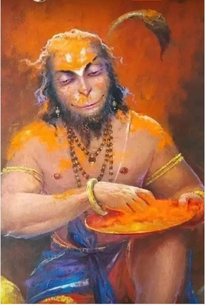 श्रीराम ने जब ये सुना तो तुरंत ही सैनिकों को आदेश दिया कि हनुमान को राजसभा में उपस्थित किया जाए ।रामाज्ञा का पालन करने सैनिक अभी निकले भी नहीं थे कि केसरिया रंग में रंगे-पुते हनुमान जी अपनी चौड़ी मुस्कान लिए और मस्तानी चाल चलते हुए सभा में उपस्थित हुए ।