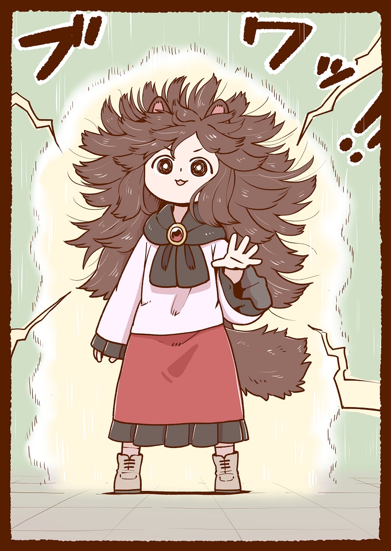 imaizumi kagerou 1girl brown hair wolf ears long hair solo animal ears tail  illustration images