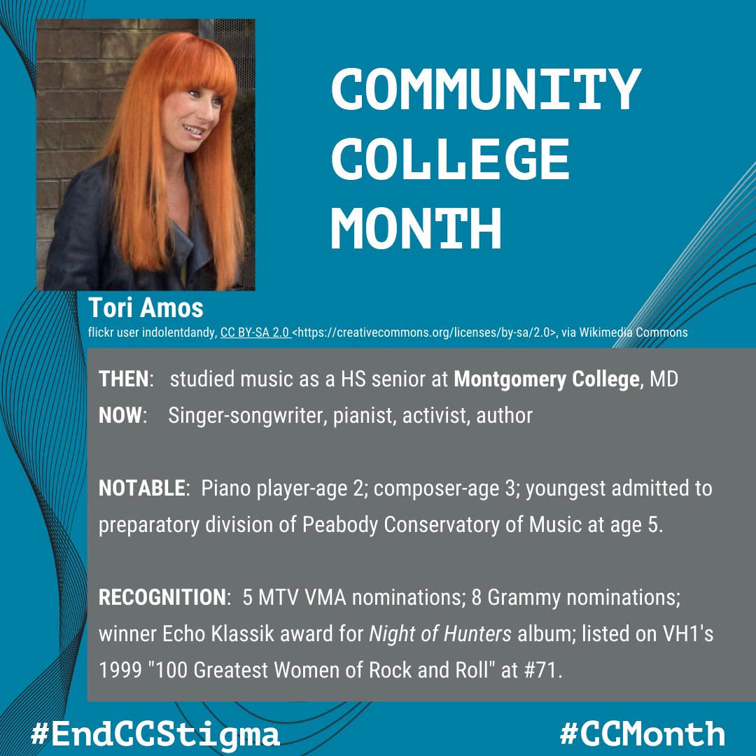 MD_CommColleges's tweet photo. Today’s #CCMonth feature is a literal rock star who took advanced music classes @MontgomeryColl while a HS senior. She sees music as structures of light. A sexual assault influenced her music and becoming @RAINN’s first spokesperson.
#EndCCStigma #CCTrustees @toriamos @Artistlike https://t.co/3wYCoTpUNs
