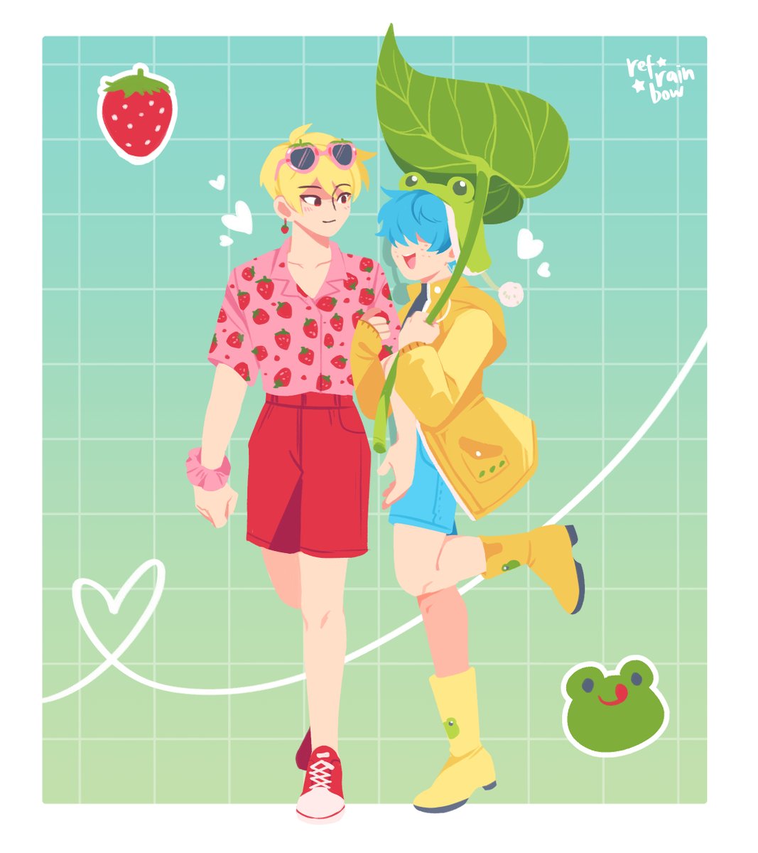 refrainbow's tweet photo. 🍓❤️ strawberry bf x froggy bf 🐸💚

#BoyfriendsWebtoon https://t.co/gfyS50Hm4r