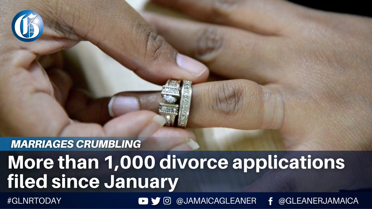 JamaicaGleaner's tweet image. Jamaicans are walking away from their marriages in droves amid the throes of a coronavirus pandemic. Since January 1 this year, some 1,220 divorce applications have been filed in the courts, figures compiled by CAD have revealed.

Read more: jamaica-gleaner.com/article/lead-s… #GLNRToday