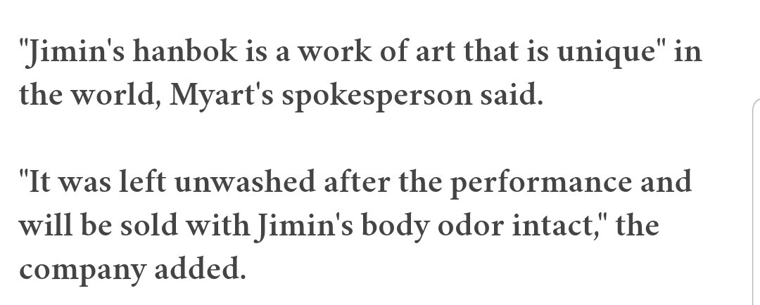 So, as everyone knows, the whole issue started when this article was posted saying that JM's unwashed costume was going to be auctioned off. Note how they make a particular emphasis on how the article of clothing will be sold with "body odor intact".