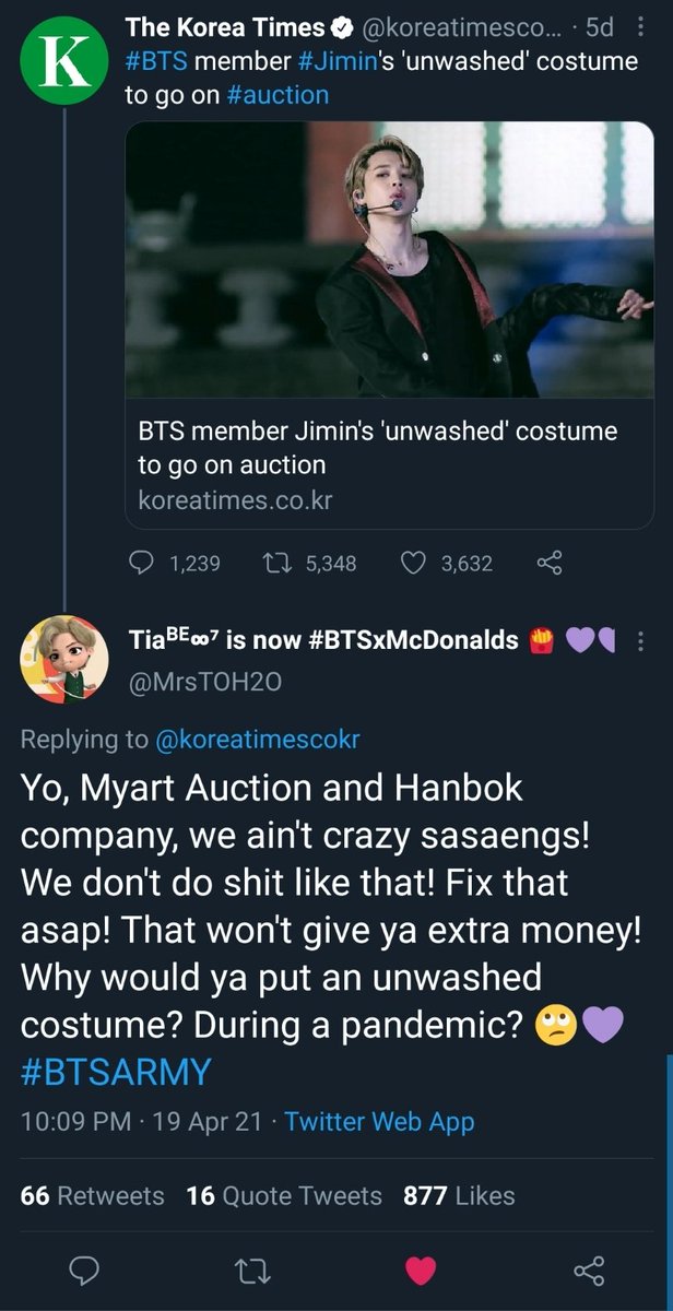 Bora is not the only big account to have a problem with the auction. Plenty of other big accounts have also shown disgust for using JM's body odor as a selling point without his consent. Even I've voiced complaints. So why aren't OUR names in hashtags?