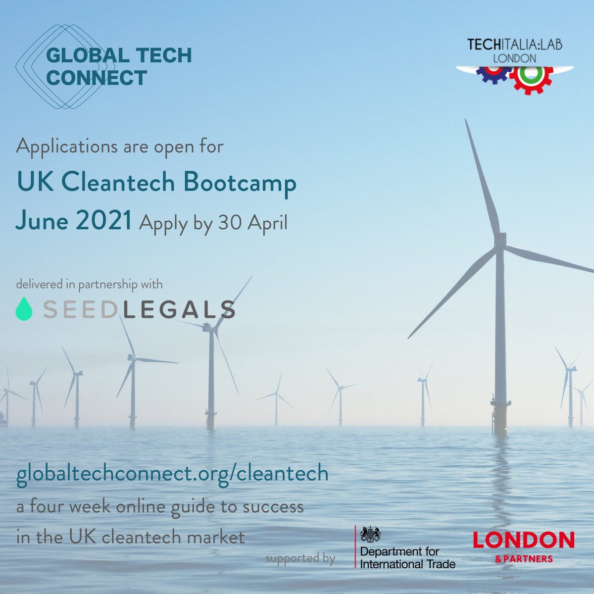eOffice's tweet photo. Are you running a startup developing solutions in #cleantech &amp; #sustainability? 🌱
Applications are now open for @GTC_UK's #CleantechBootcamp UK 2021 
📲 https://t.co/wTAR9vTpK7
Delivered in partnership with our #eOffice members @seedlegals  @TechItaliaUK @StartupUK https://t.co/LdjfHaRYMl