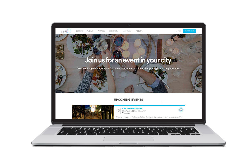  #Sofi   Experiences:Pre-pandemic, SoFi regularly hosted group dinners, professional workshops, happy hours, volunteer opportunities, and even singles events, SoFi members had the opportunity to build connections across all 50 states. https://www.sofi.com/experiences/ 