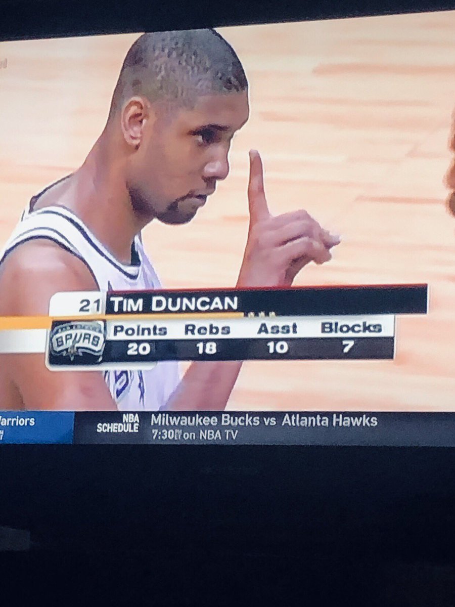 TrucoThePimp's tweet photo. Until AD does this in the playoffs let alone the finals i don’t wanna hear y’all casuals say he’s better than Tim Duncan #GoSpursGo https://t.co/ydAmnkKbpC